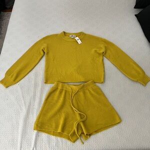 Anthropologie Saturday Sunday Two Piece Lounge Set (Yellow) XS NWT